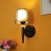 Eliante Modern Wall Lights Mild Steel & Glass Material Glossy Black & Smoky Finish