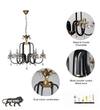 Margaret 6 Light Black and Antique Brass Crystal Chandelier
