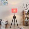 Crystal Red Cotton Floor Lamp with Solid Wood
