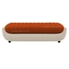 Marko Velvet 2 Seater 4 Feet Ottoman Bench in Orange & Cream  Color