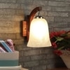 Devansh Solid Wood Electric Wall Light in Brown Colour with White Shade Count of 1 Light