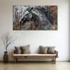 The Castle Decor Modern Horses Wall Painting Wooden Framed 27x48 Inch (Style 2)