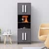 Hexa Red Crockery Unit Multipurpose Wooden Storage Cabinet in Slate Grey Colour