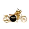 Desert Art Metal Handpainted Golden Bike Table Clock Showpiece