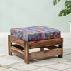 Amber Rosewood Foot Stool with Bird Print Grey Kantha Cushion