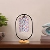 Devansh Printed  Cotton Drum  Wooden & Iron Table Lamp -17 Inch Height  -P