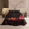 Stoa Paris 300TC UltrSatin Super King Bedsheet with 2 Pillow Covers Satin Super Burgundy Gold