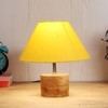 Ayelet Yellow Fabric Shade Table Lamp with Natural Wooden Base