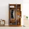 Hexa Red Wooden 4 Door Wardrobe with Hanging Space in Giant Wood and Slate Grey Colour