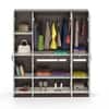 BLUEWUD Andrie Engineered Wood 4 Door Wardrobe/Clothes Storage Rack Organizer Almirah Cupboard with Hanger Rod Drawers and Shelves for Bedroom Home Furniture (Without Mirror, Wenge & White)