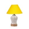 Devansh Conical Yellow Cotton Shade Lamp With Wood & Mosaic Glass Base For Decoration/Office/Home/Gifting/Study For Decoration/Office/Home/Gifting/Study -(10X10X14.5) Inches -A