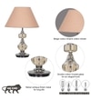 Bompton Nickel Finish Metal And Smoke Crystal Table Lamp With Beige Cotton Shade