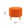 Doe Buck Premium Boucle Round Ottoman in Matte Orange Colour with Polished Gold Legs
