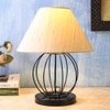 Carlisle Off White Fabric Shade Table Lamp with Black Iron Base