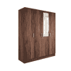 Julian Engineered Wood 4 Door Mirror Wardrobe In Walnut Finish