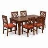 Globally Indian Pranika Solid Sheesham Wood 6 Seater Dining Table Set 6 Chairs Terracotta Orange