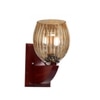 Devansh Solid Wood Electric Wall Light in Brown Colour with Lavender Shade Count of 1 Light
