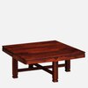 Sheesham Wood Coffee Table Set in Honey Oak Finish With Cushioned Stools