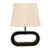 Devansh Off White Cotton Table Lamp With  Wood Black Base  -2