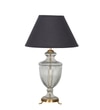 Mystic Hand Cut Rippled Glass And Brass Casted Metal Table Lamp With Black Cotton Shade