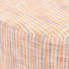 Collio Solid Wood Ottoman Pouffee in Stripe Orange Jackard fabric