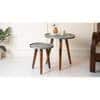 Teal Rain Round Nesting Tables with Wooden Legs, Side Tables, Wooden Tables, Living Room Decor by A Tiny Mistake