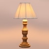 Devansh Off-White Cotton Vintage  Lamp With Wood Base (12X19)