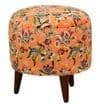 Elodie Solid Wood  Ottomon in  Orange Colour