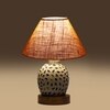 Devansh Conical Beige Jute Shade Lamp With Wood & Mosaic Glass Base For Decoration/Office/Home/Gifting/Study For Decoration/Office/Home/Gifting/Study -(10X10X14.5) Inches -A