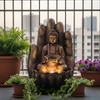 Copper Fiber Glass Palm Buddha Indoor Water Fountain