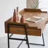 Gabrielle Solid Wood Desk with Metal Fram in Natural Finish