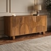Amber Solid Mango Wood Sideboard with 3 Door in Natual Finish