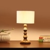 Devansh Off White Cotton Table Lamp With  Wood Natural Base  (7X7X15.5 Inches)-2