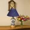 Devansh Conical Blue Jute Shade Lamp With Wood & Mosaic Glass Base For Decoration/Office/Home/Gifting/Study For Decoration/Office/Home/Gifting/Study -(10X10X14.5) Inches -A