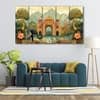 The Castle Decor Pichwai Madhubani Wall Painting Wooden Framed 27x48 Inch (Style 3)