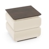 Sora Solid Wood Bedside Table In Beige with Dark Chestnut Finish