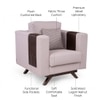 Rubik 1 Seater Fabric Sofa in Smokey Taupe Colour