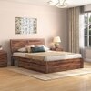 Terence Solid Wood Queen Size Drawer Storage Bed In Teak Finish