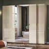 Naomi 6 Door Mirrored Wardrobe In High Gloss Beige Finish