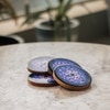 Ireka Home Blue Nebula Acacia Wood Coaster Set – Enamel Design (Set of 4)