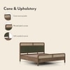 Hanoi Solid Wood Cane King Size Nonstorage Bed In Danish Walnut Finish with Deep Olive Colour