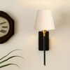 Devansh Metal Electric Wall Light in Black Colour with Off-white Shade Count of 1 Light