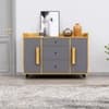 Hexa Red Multipurpose Storage Cabinet With 3 Drawer 2 Door in Giant Wood And Slate Grey Colour