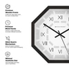 Classic Roman Octagon Wooden Wall Clock with Textured Dial
