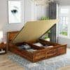 Stainfiled Solid Wood King Size Bed In Hydraulic Storage Bed In Honey Oak Finish