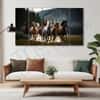 The Castle Decor 7 Running Horses Vastu Wall Painting Wooden Framed 27x48 Inch