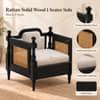 Rattan Solid wood Single Seater sofa in Black Finish in Ivory