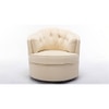 Marius Swivel Solid Wood Round Chair in Cream Colour
