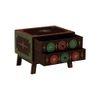 Hand-Painted Solid Wood Dresser in Multicolour with Mirror