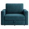 Alfon 1 Seater Velvet Pull Out Sofa Cum Bed with Storage In T Blue